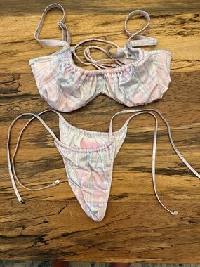 Victoria's Secret Pastel Pink Multi-Color Tie String Bikini Set